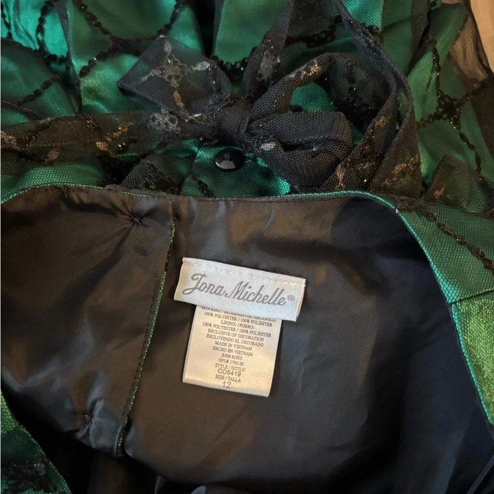 Jona Michelle Green and Black Formal Kids Dress
